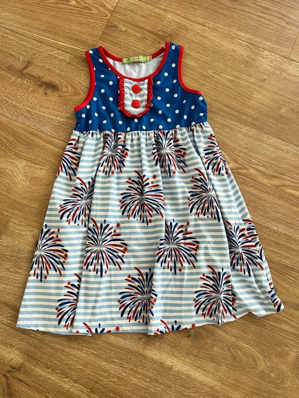 Millie Loves Lily Girls' Patriotic Fireworks Print Sleeveless Dress